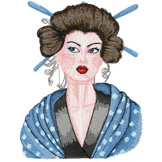 Geisha with Hairpin embroidery design - Embroidery Design