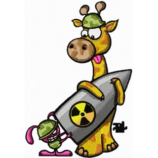 Giraffe and the Rabbit with a Bomb embroidery design - Embroidery Design