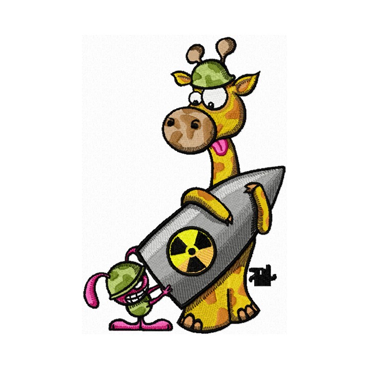 Giraffe and the Rabbit with a Bomb embroidery design - Embroidery Design