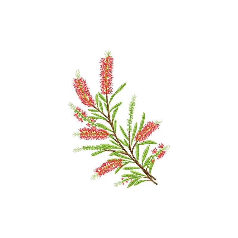 Bottlebrush embroidery design featuring vibrant floral motifs, ideal for embellishing fabric items like tote bags and t-shir…