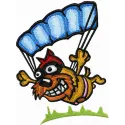 Funny Dog - I can fly! embroidery design preview showcasing a whimsical dog in flight, perfect for pet lovers.