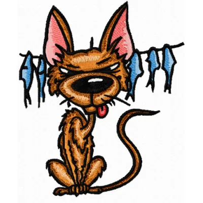 Funny Cat 1 embroidery design showcasing a whimsical feline motif, perfect for embellishing t-shirts and tote bags.