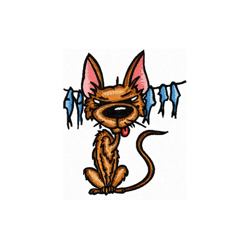 Funny Cat 1 embroidery design showcasing a whimsical feline motif, perfect for embellishing t-shirts and tote bags.