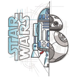 Star Wars BB 8 and R2-D2 embroidery design - Embroidery Design