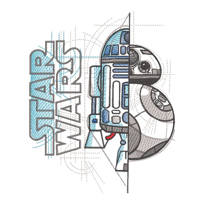 Star Wars BB 8 and R2-D2 embroidery design - Embroidery Design