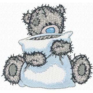 Teddy Bear with a pillow embroidery design - Embroidery Design