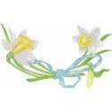 Daffodils with Ribbon embroidery design - Embroidery Design