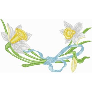 Daffodils with Ribbon embroidery design - Embroidery Design