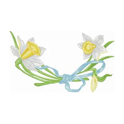 Daffodils with Ribbon embroidery design - Embroidery Design