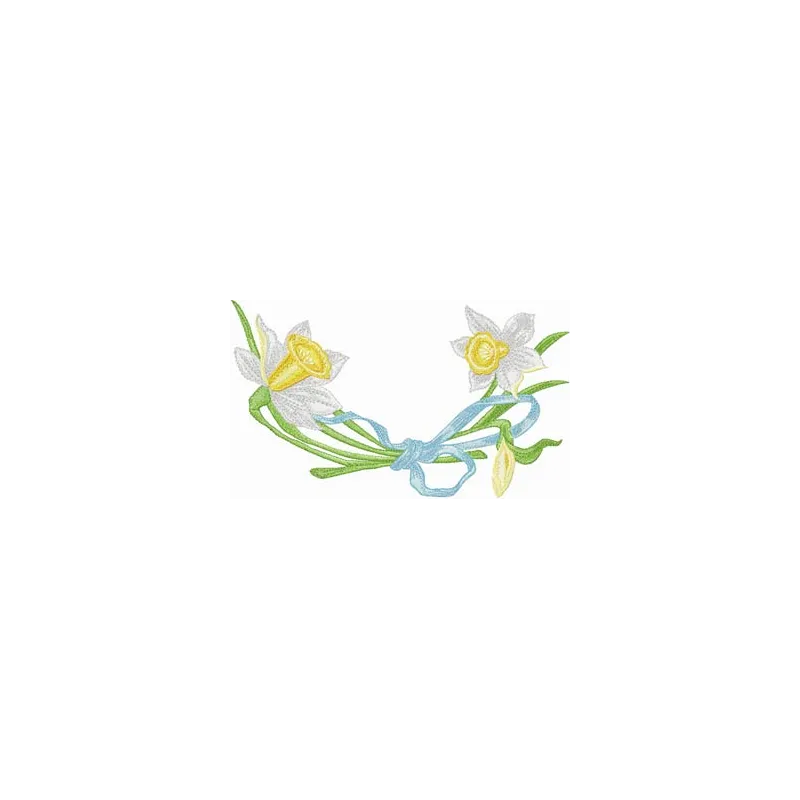 Daffodils with Ribbon embroidery design - Embroidery Design