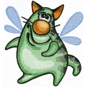 Funny Cat I Want to Fly Embroidery Design - Download