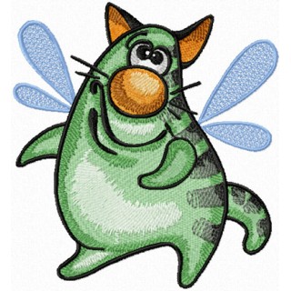 Funny Cat - I Want to Fly!  embroidery design - Embroidery Design