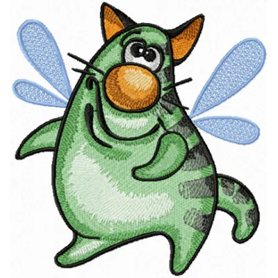 Funny Cat I Want to Fly Embroidery Design - Download