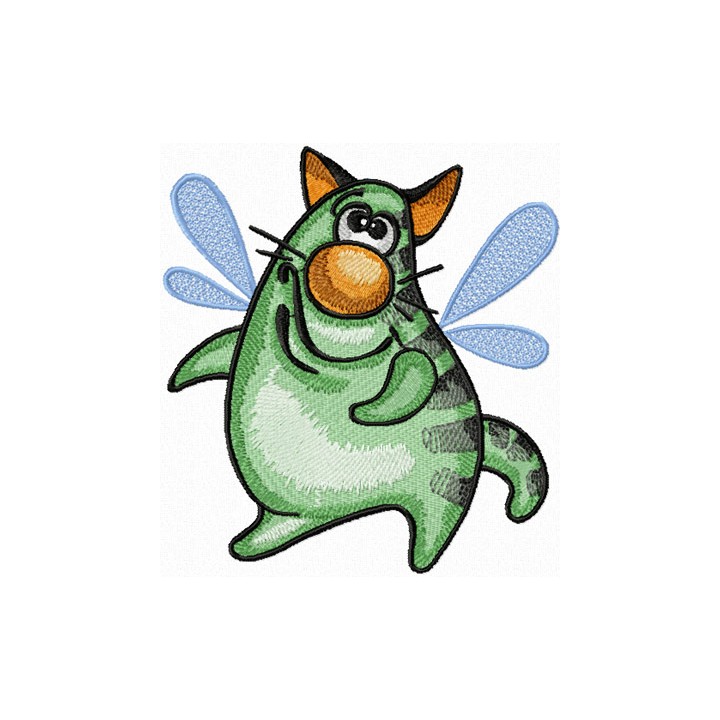 Funny Cat - I Want to Fly!  embroidery design - Embroidery Design