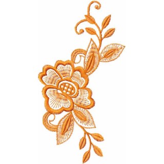 Flower with leaves embroidery design - Embroidery Design