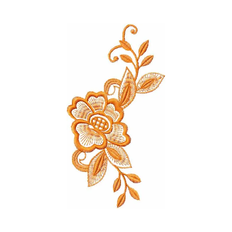 Flower with leaves embroidery design - Embroidery Design