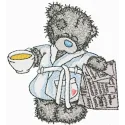 Teddy Bear favorite tea and evening newspaper embroidery design - Embroidery Design