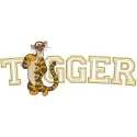 Embroidery design featuring Tigger with athletic sport letters, perfect for Winnie Pooh and Piglet fans.