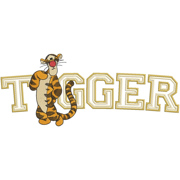 Tigger with Athletic Sport Letters embroidery design - Embroidery Design