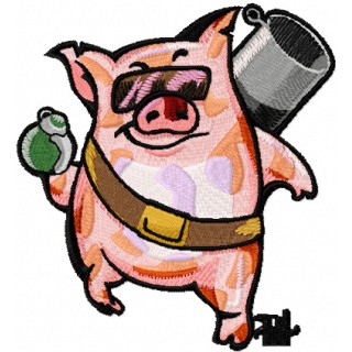 Very Busy Pig - Manimals  embroidery design - Embroidery Design