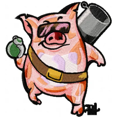 Very Busy Pig Manimals Embroidery Pattern - Instant File