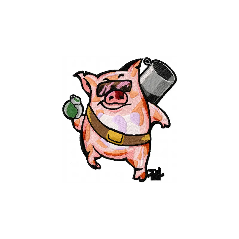 Very Busy Pig Manimals Embroidery Pattern - Instant File