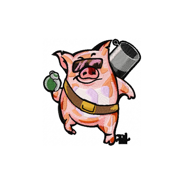 Very Busy Pig - Manimals  embroidery design - Embroidery Design