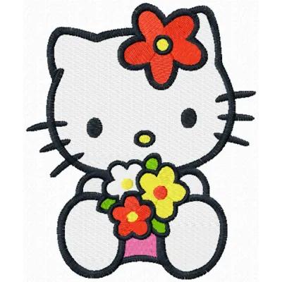 Hello Kitty Floral Stitching Pattern for Crafters