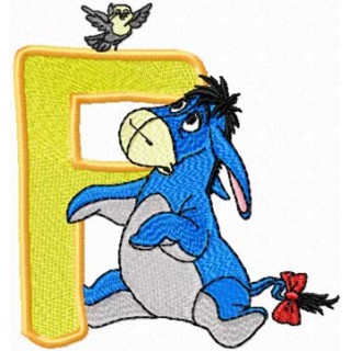 Eeyore Letter F	 embroidery design - Embroidery Design