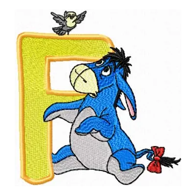 Eeyore Letter F Design - Winnie Pooh Alphabet Embroidery
