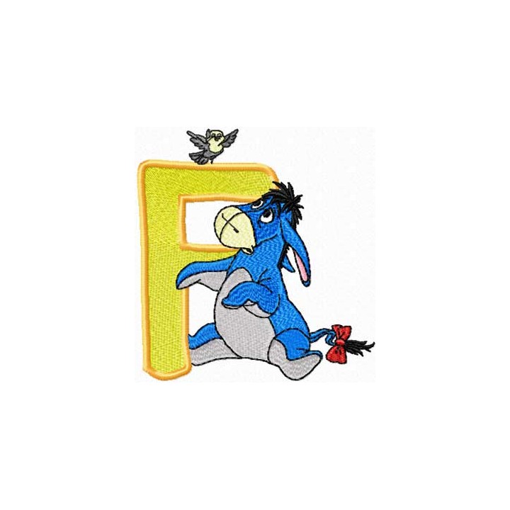 Eeyore Letter F	 embroidery design - Embroidery Design