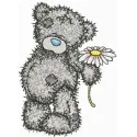 Teddy Bear with chamomile embroidery design - Embroidery Design