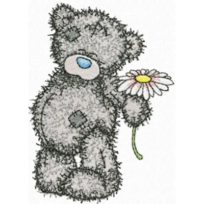 Teddy Bear with chamomile embroidery design - Embroidery Design