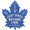 Toronto Maple Leafs Just Once embroidery design featuring the team's logo and colors on a textured fabric background.