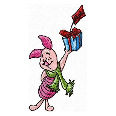 Festive Piglet with Gift Stitching Pattern