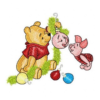 Winnie the Pooh and Piglet Before Christmas embroidery design - Embroidery Design
