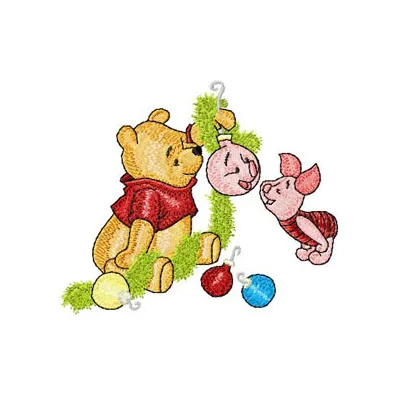 Winnie the Pooh & Piglet Christmas Stitching Pattern