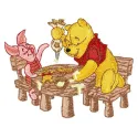 Winnie the Pooh Christmas Dinner Stitching Pattern