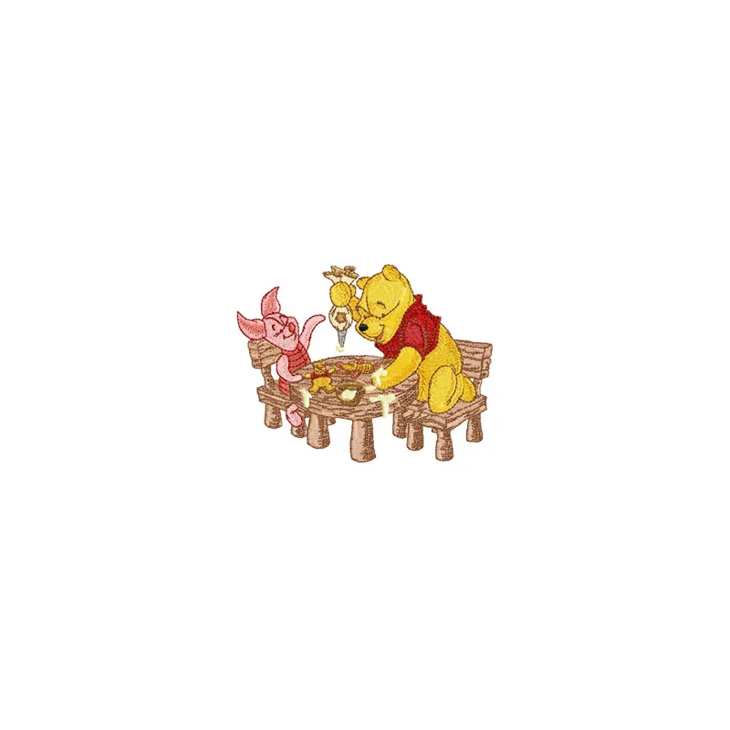 Winnie the Pooh Christmas Dinner Stitching Pattern