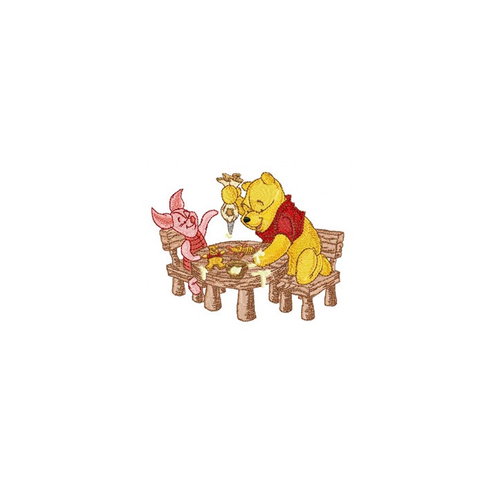 Winnie the Pooh and Piglet Make Christmas Dinner embroidery design - Embroidery Design