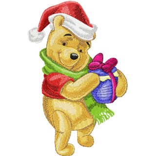 Winnie Pooh with Christmas Honey embroidery design - Embroidery Design