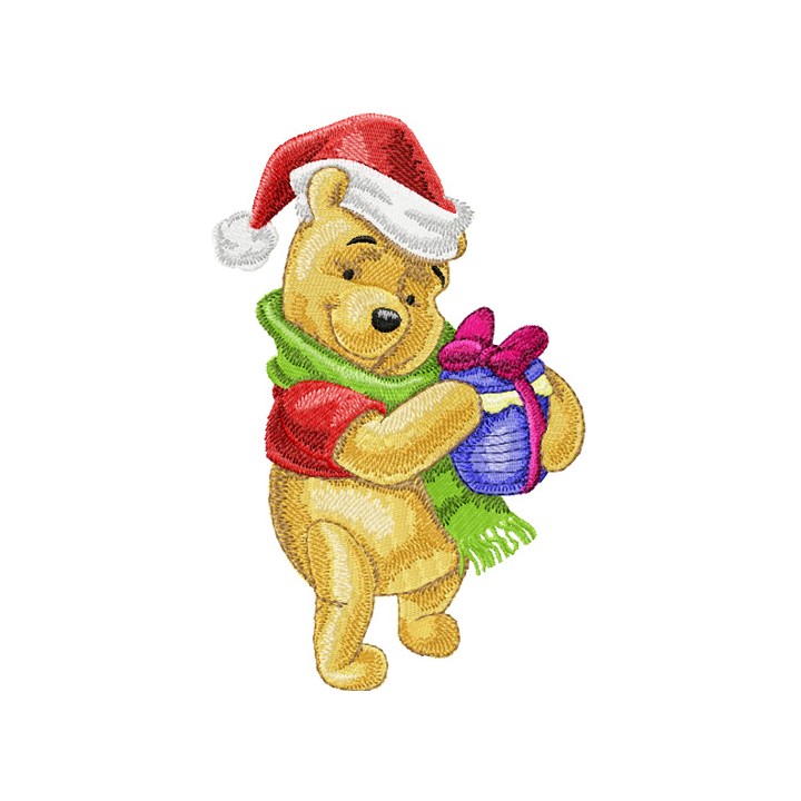 Winnie Pooh with Christmas Honey embroidery design - Embroidery Design