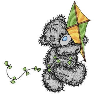 Teddy Bear with kite embroidery design - Embroidery Design