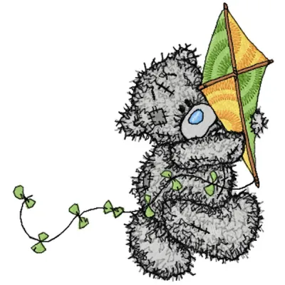 Teddy Bear with kite embroidery design - Embroidery Design
