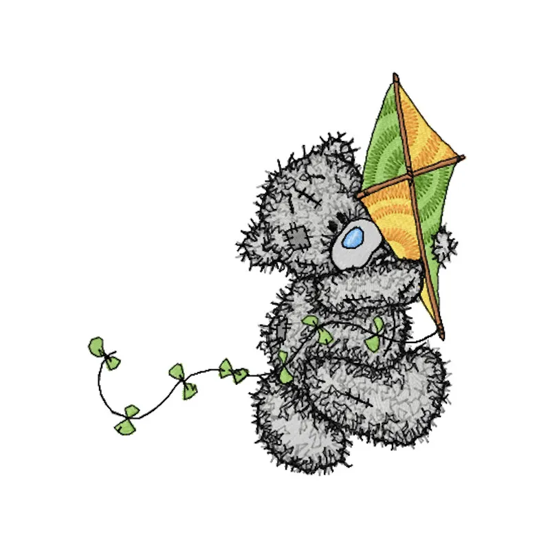 Teddy Bear with kite embroidery design - Embroidery Design