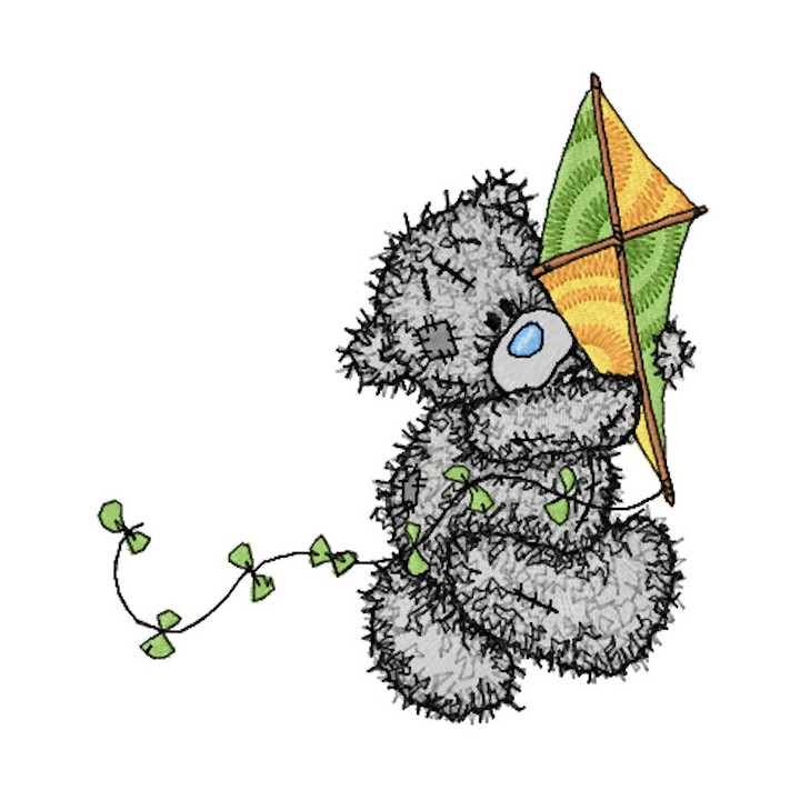 Teddy Bear with kite embroidery design - Embroidery Design