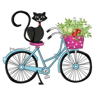 My cat loves bike embroidery design - Embroidery Design