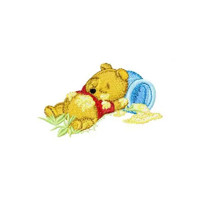 Sleep Baby Pooh Embroidery Design - Nursery Stitching