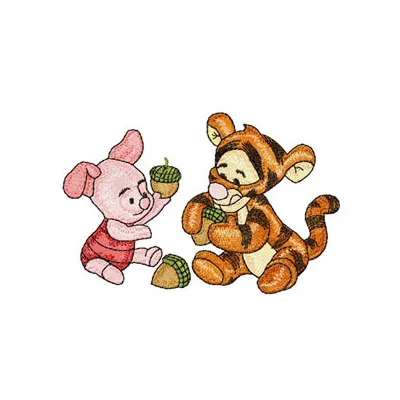 Baby Tiger & Piglet Embroidery - Nursery Friends Design