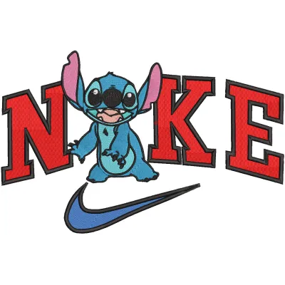 Nike Stitch embroidery design featuring the iconic Nike swoosh logo in detailed stitching on a textured background.